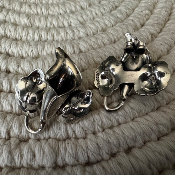 NWOT 925 Sterling Silver Calla Lily Flower Earring and Statement Ring Set - Picture 5 of 7